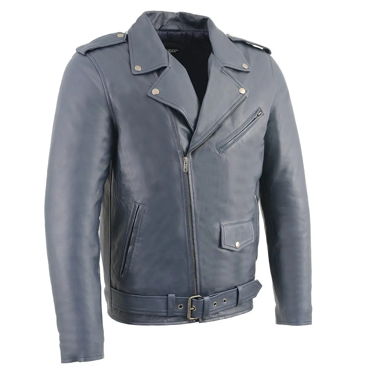 Milwaukee Leather SFM1890 Men's Blue Leather Classic Moto Leather Jacket Large