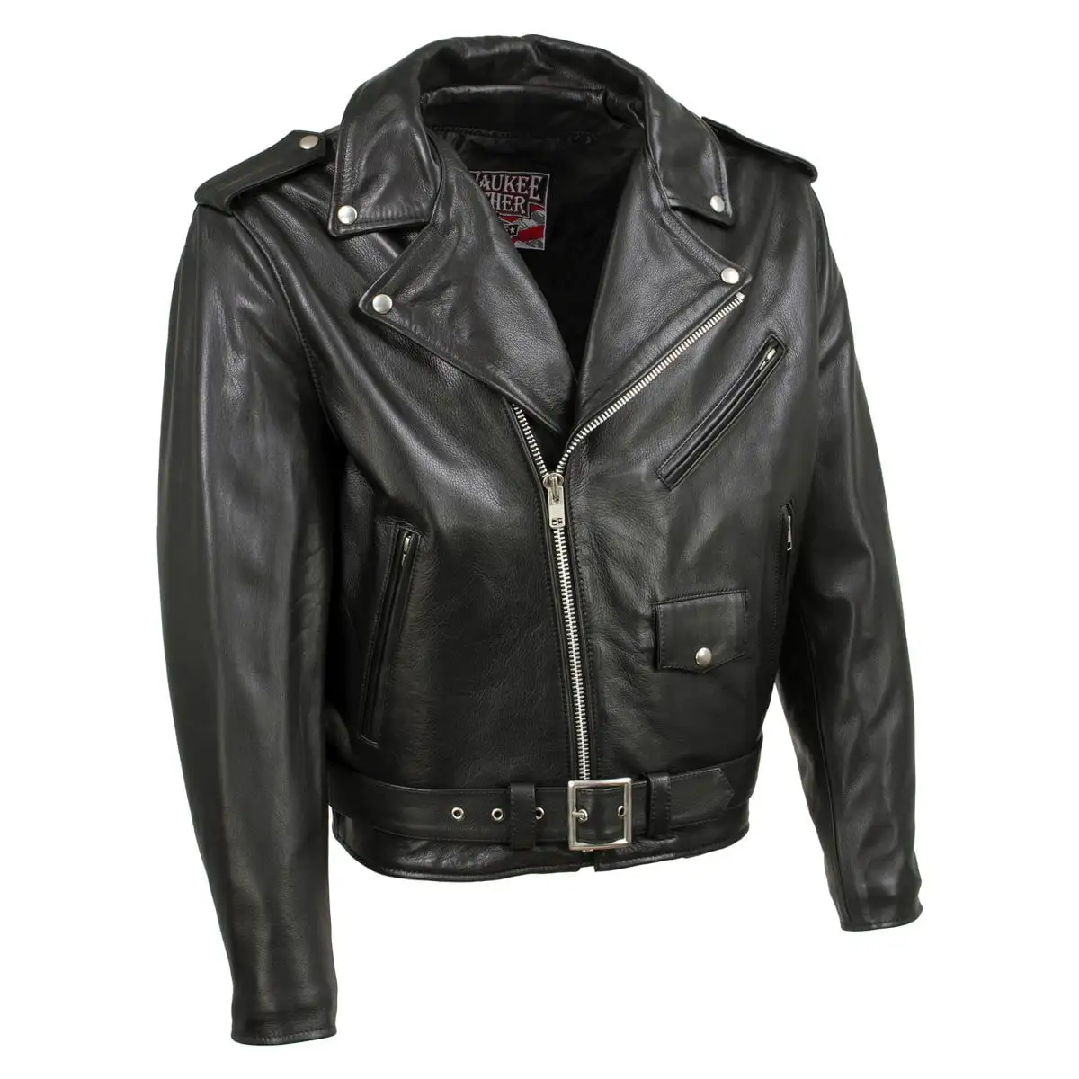 Milwaukee Leather USA MADE MLJKM5009 Men's Black ' Dean' Premium Leather Throwback Motorcycle Jacket 50 42