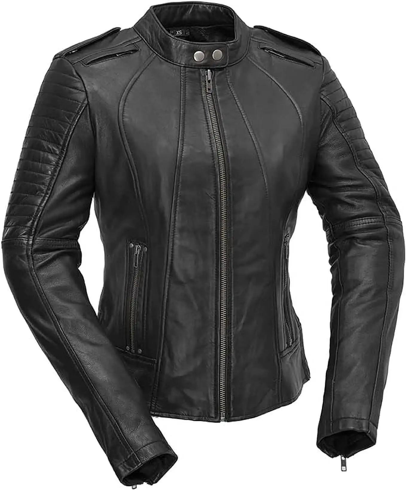 First Mfg Co - Biker - Women's Motorcycle Biker Riding Black Leather Jacket - 2X Large - Action Back Armor Pockets Gussets...
