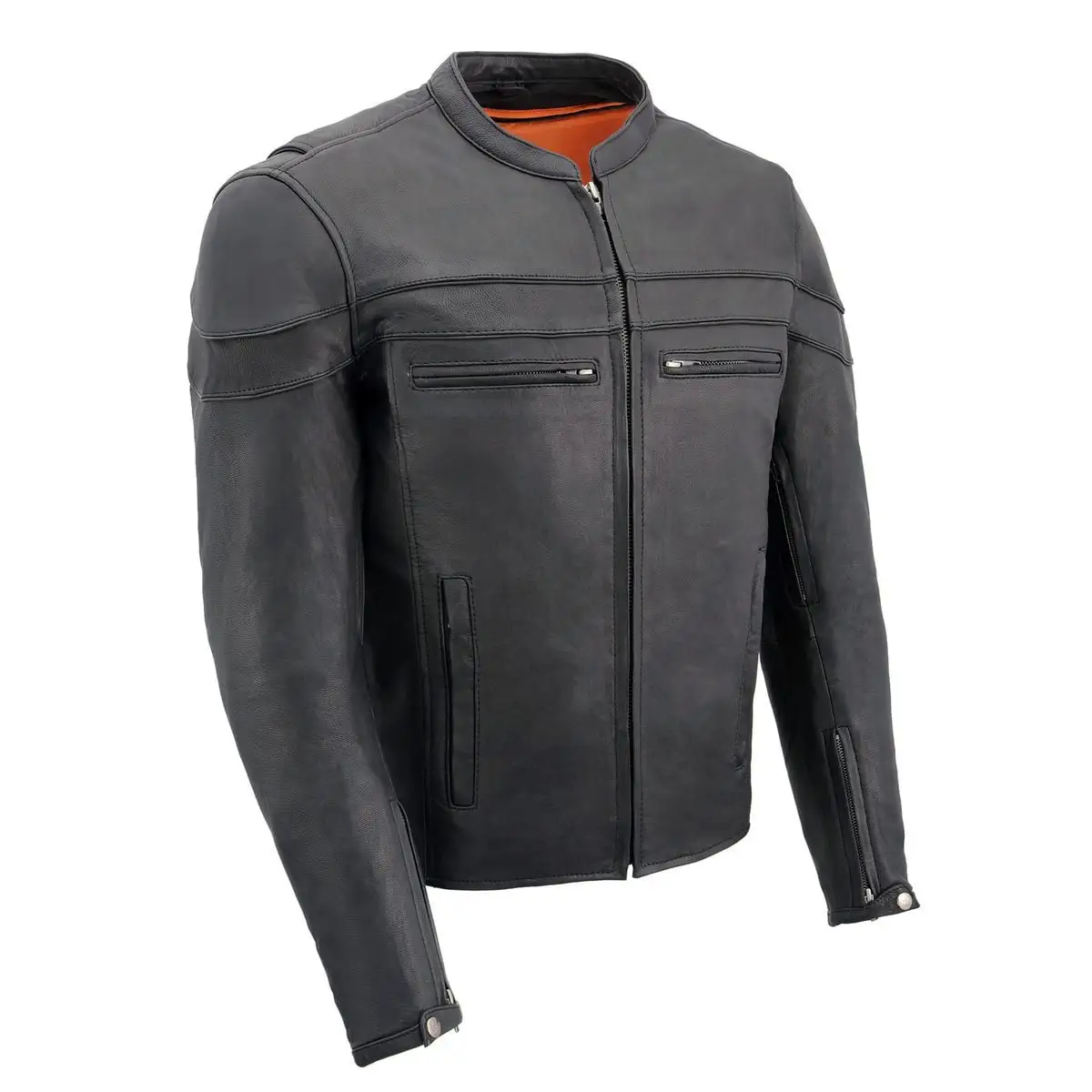 Milwaukee Leather MLM1526 Men's Black 'Stay Cool' Black Leather Sporty Motorcycle Jacket Cool-Tec 6X-Large S