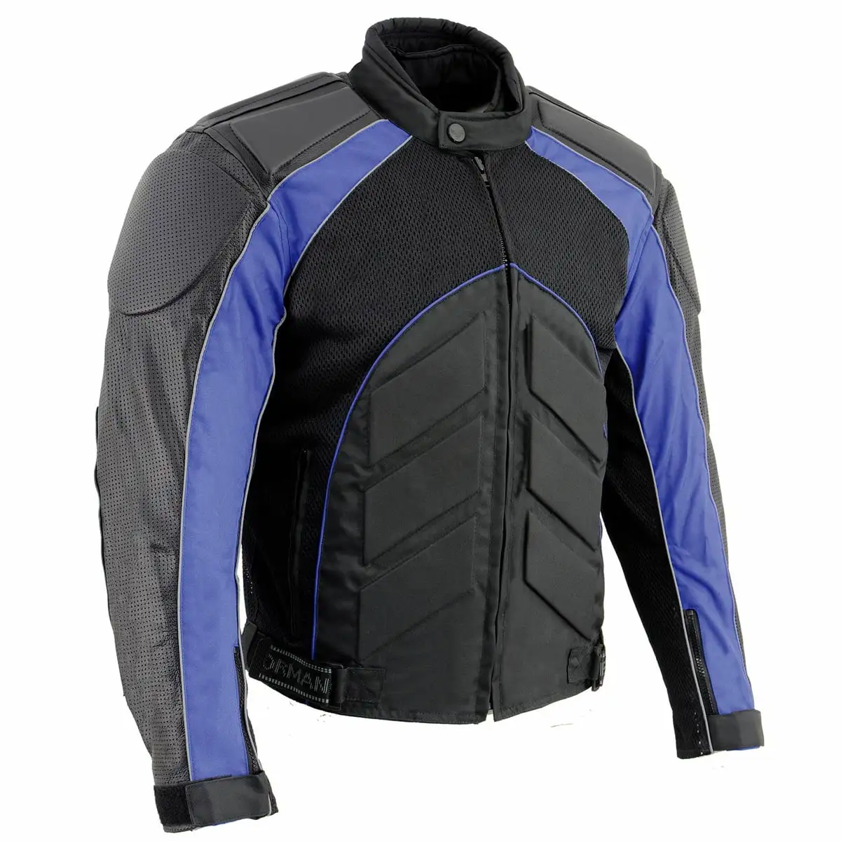NexGen SH2153 Men's Black and Blue Armored Moto Textile and Leather Combo Jacket Medium S