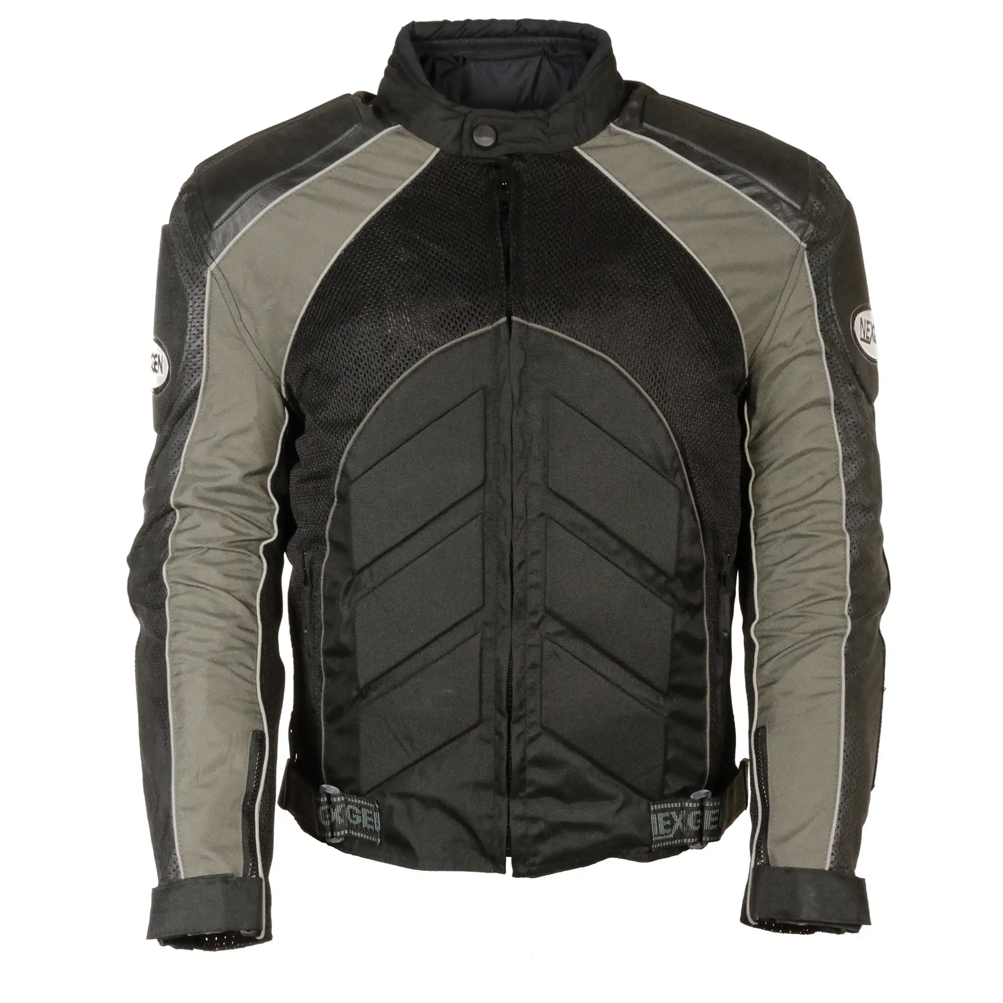 NexGen SH2153 Men's Black and Grey Armored Moto Textile and Leather Combo Jacket 2X-Large Xl