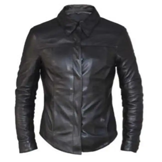 Unik 6846-00-BLK-M Premium Leather Motorcycle Biker Leather Shirt Jacket Ladies, Black - Medium