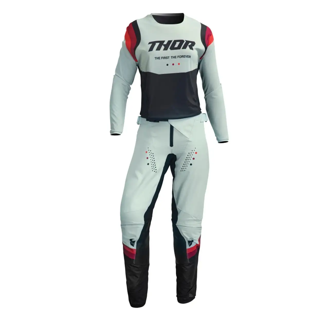 Thor 2023 Womens Pulse Rev Offroad Motocross Jersey Pant Combo Black/Light Mint (X-Small / 3/4) Small