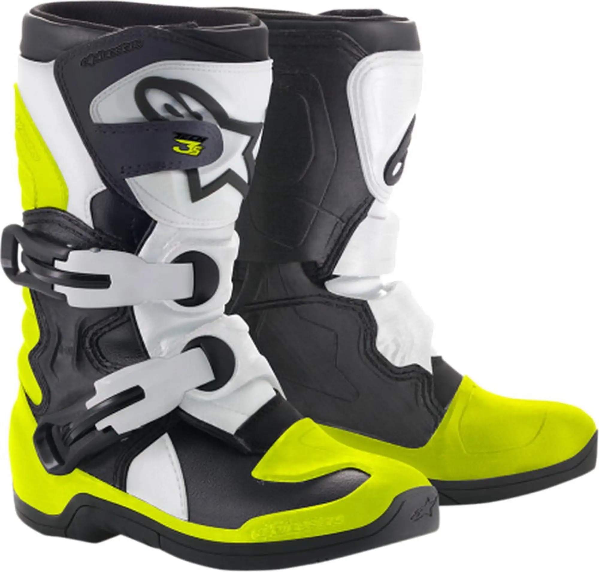Alpinestars Tech 3S Kids MX Offroad Boots Black/White/Flo Yellow 1 USA 1