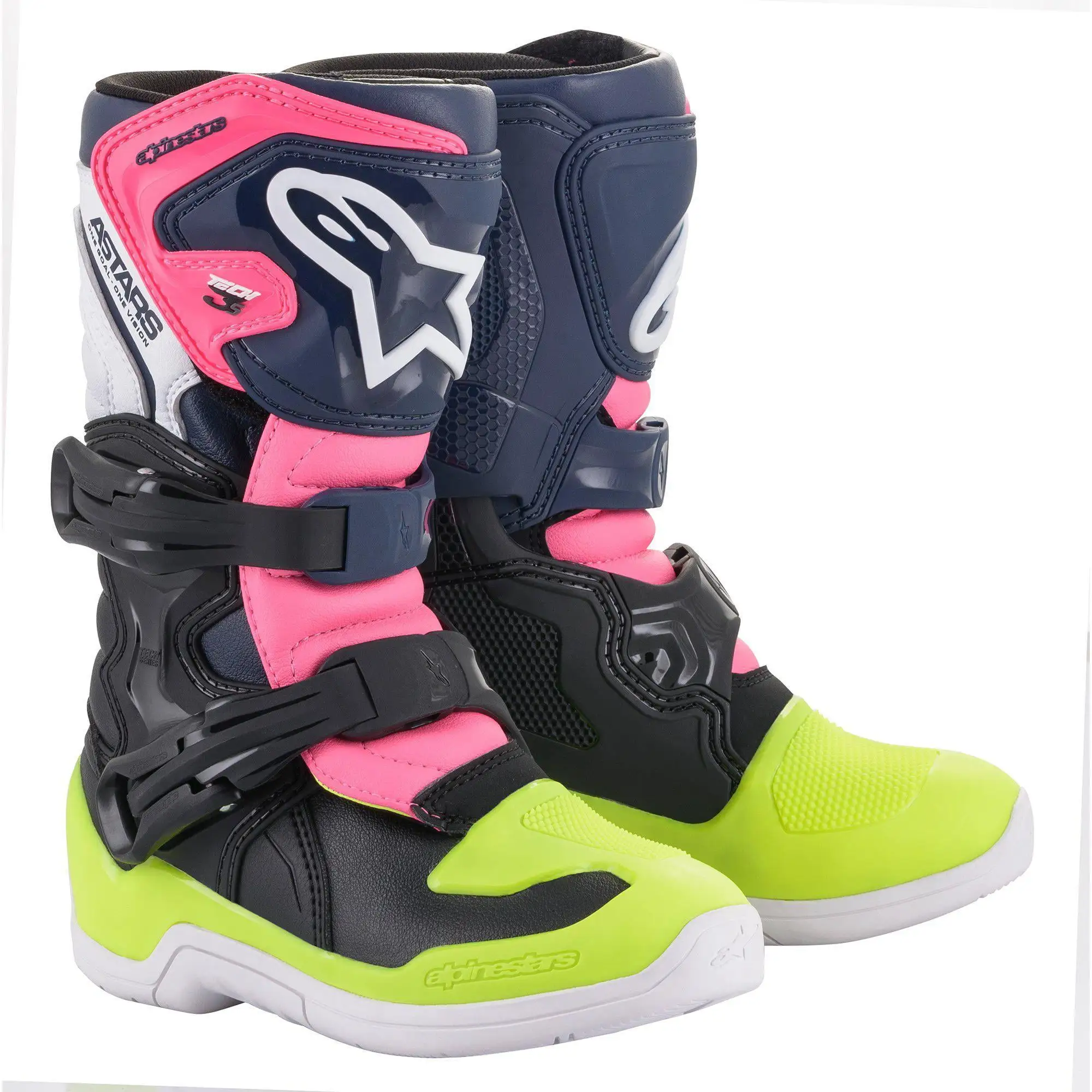 Alpinestars Tech 3S Kids MX Offroad Boots Black/Blue/Pink 11 USA 11