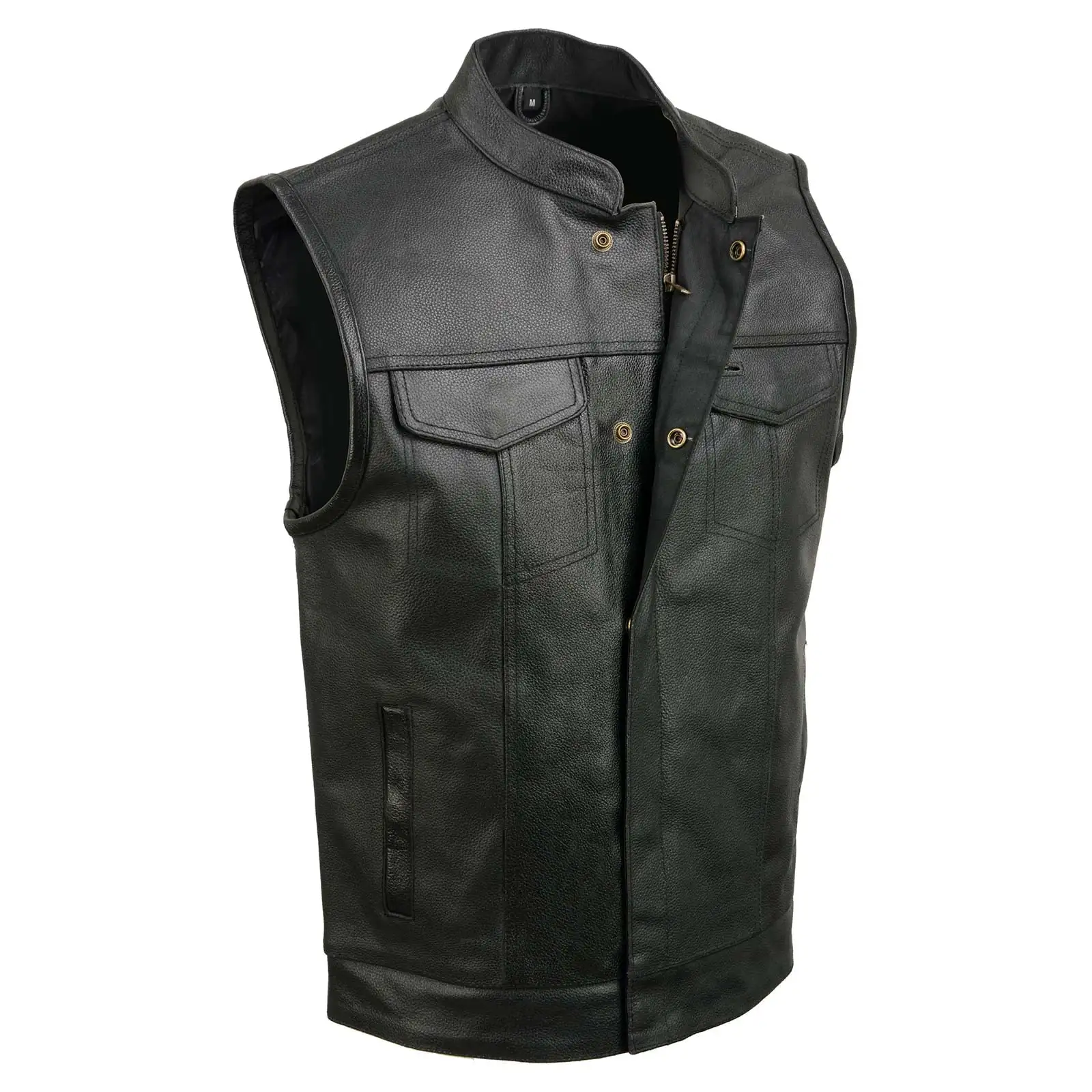 Milwaukee Leather Men's Open Neck Club Style Vest Big 3X Black 3X Event Leather