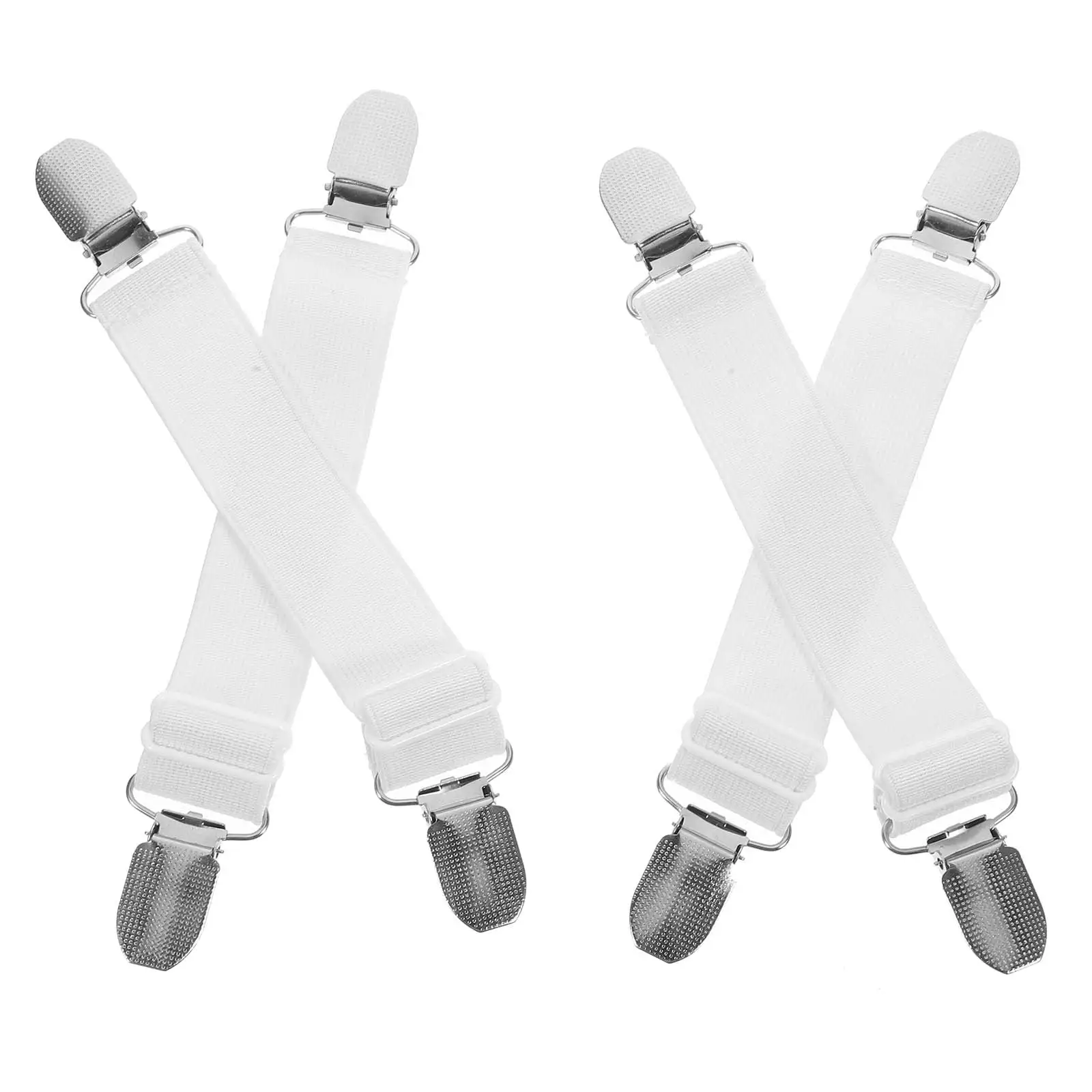 Trouser Leg Clip Holder Clips Boot Adjustable Straps Elastic Band Motorcycle Women's 4 Pcs White NOBRAND