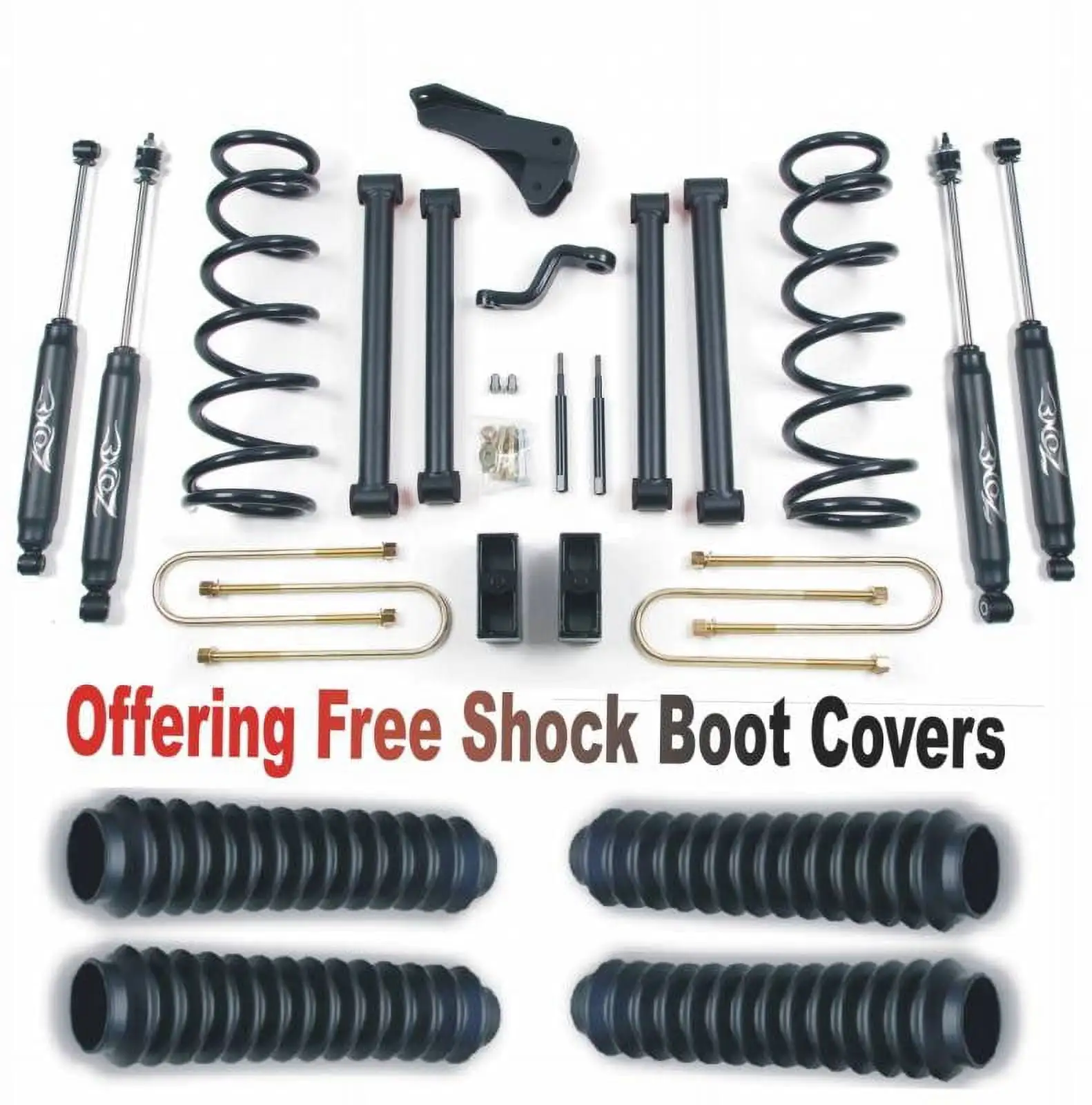 ZoneOffRoad 2008 Dodge Ram 2500 3500 5 Suspension System Free Boot Protectors D10N/ZONU3100X4 Zone Offroad