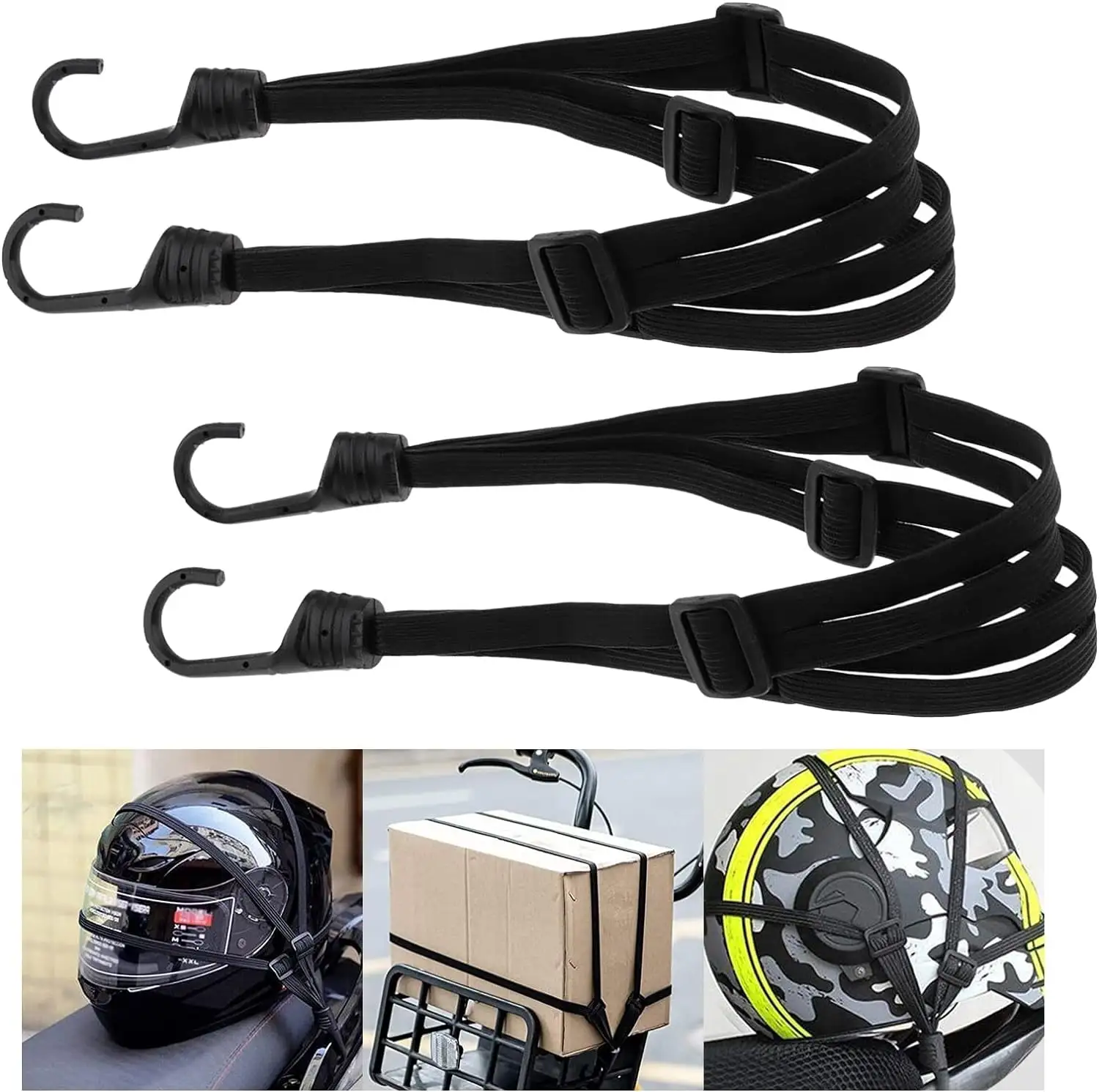 Elastic tightener hook motorcycle helmets. securing luggage shoulder bags 2 pack XKath