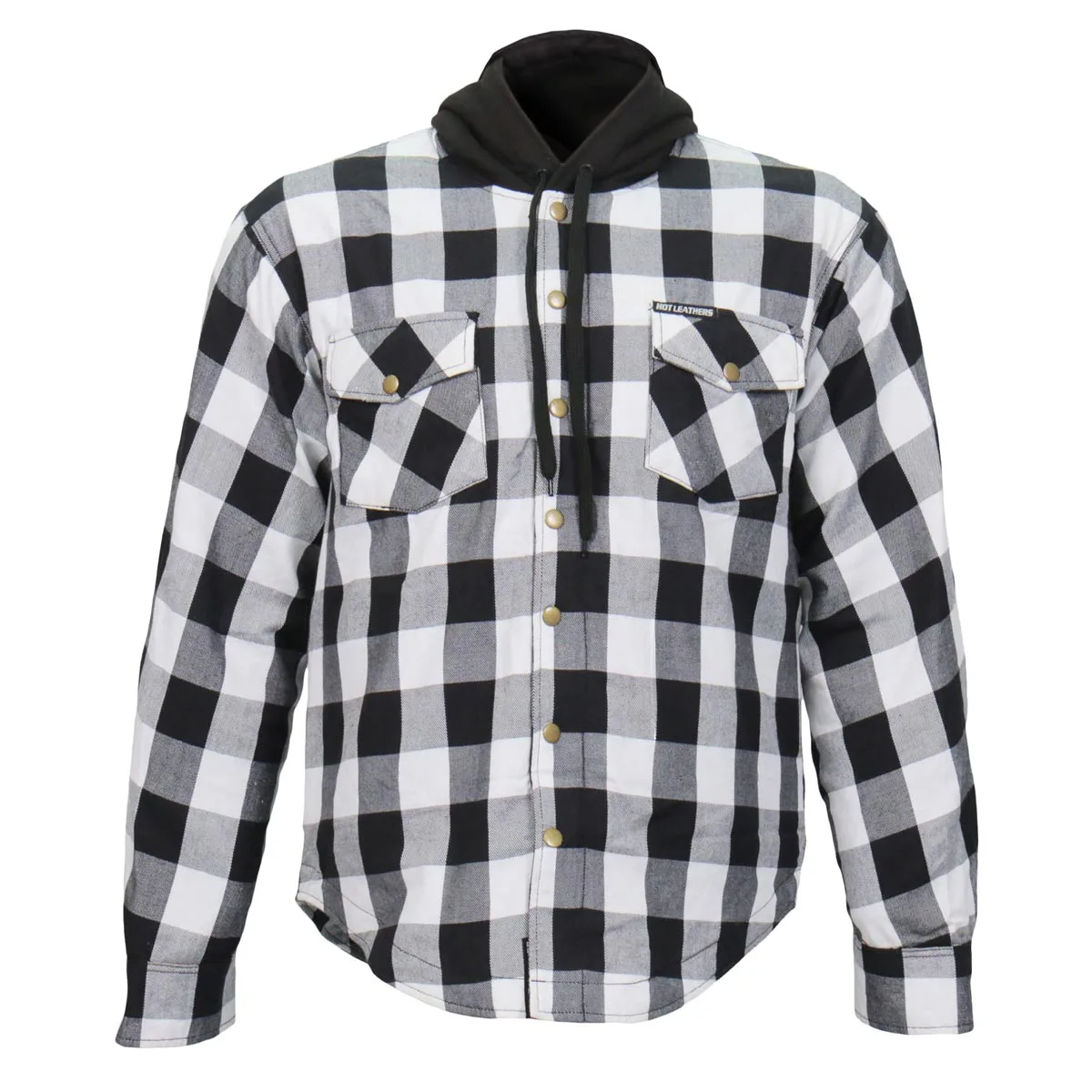 Hot Leathers JKM3006 Men's Black and White Hooded Armored Flannel Jacket 3X-Large 3x