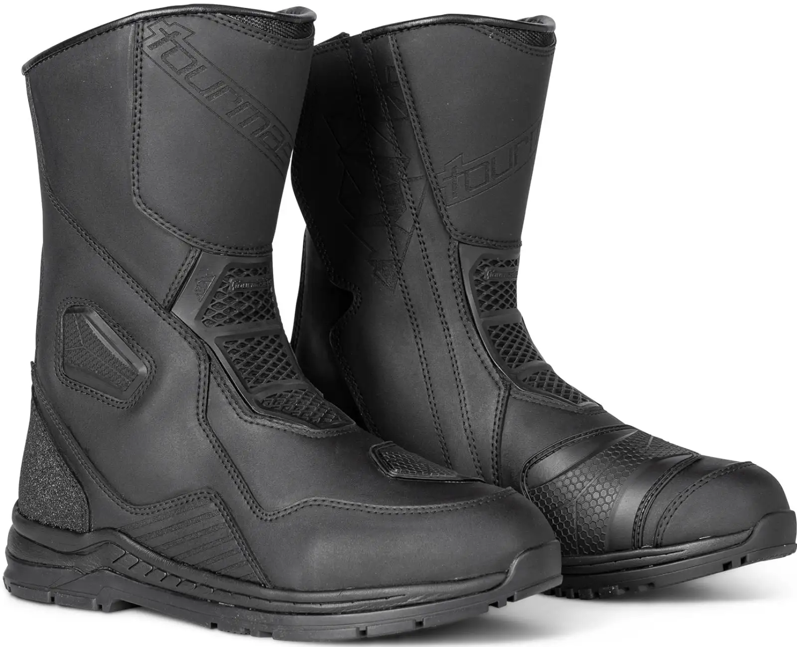 Tourmaster Helix Mens Leather Motorcycle Touring Boots Black 8 USA 8