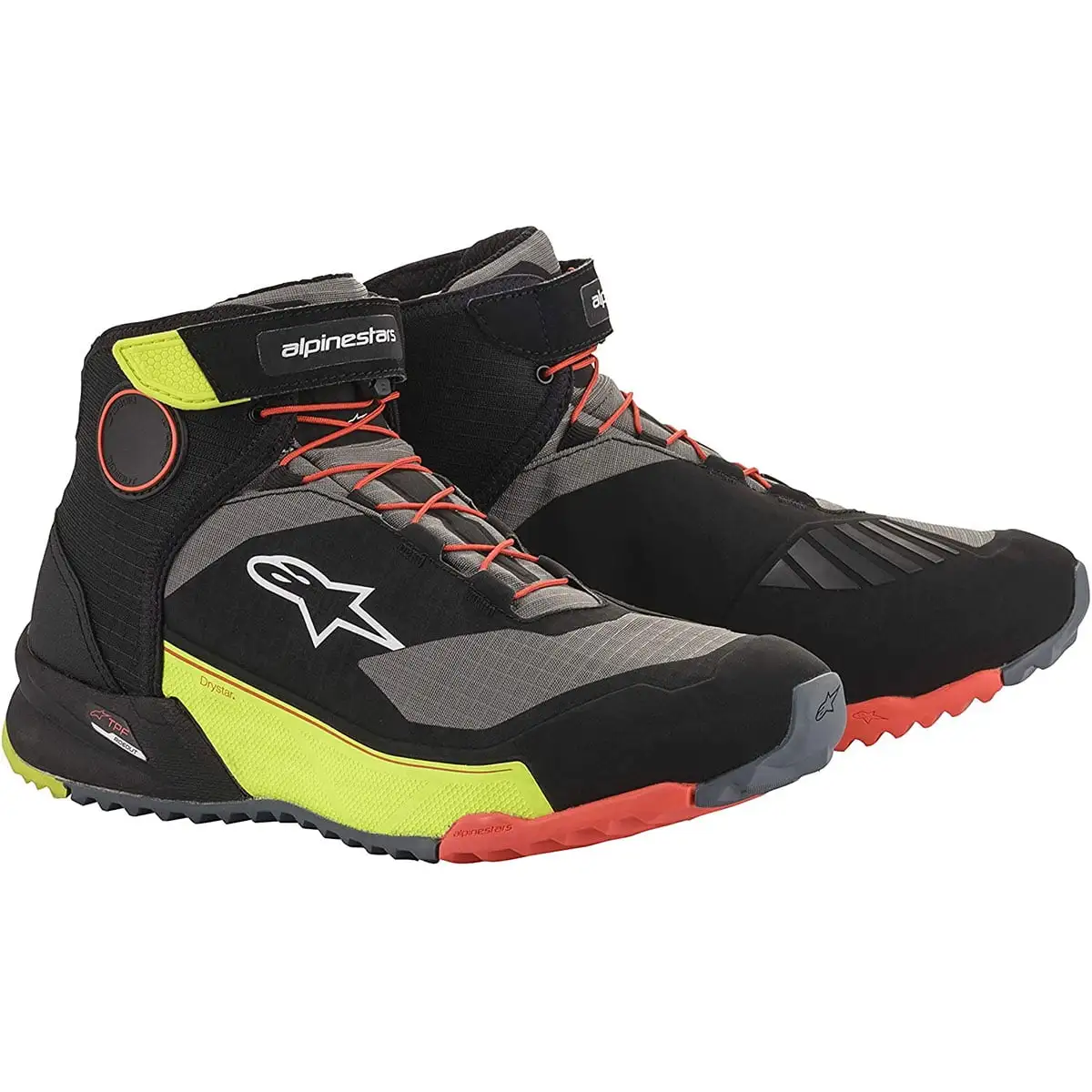 Alpinestars CR-X Drystar Mens Urban Motorcycle Riding Shoes-Black/Yellow/Red-9 9