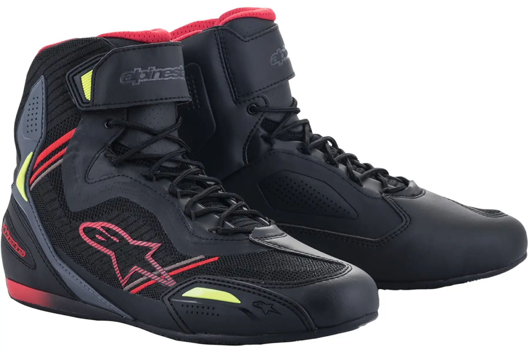 Alpinestars Faster-3 Rideknit Mens Motorcycle Shoes-Black/Red/Yellow Fluo-11 7
