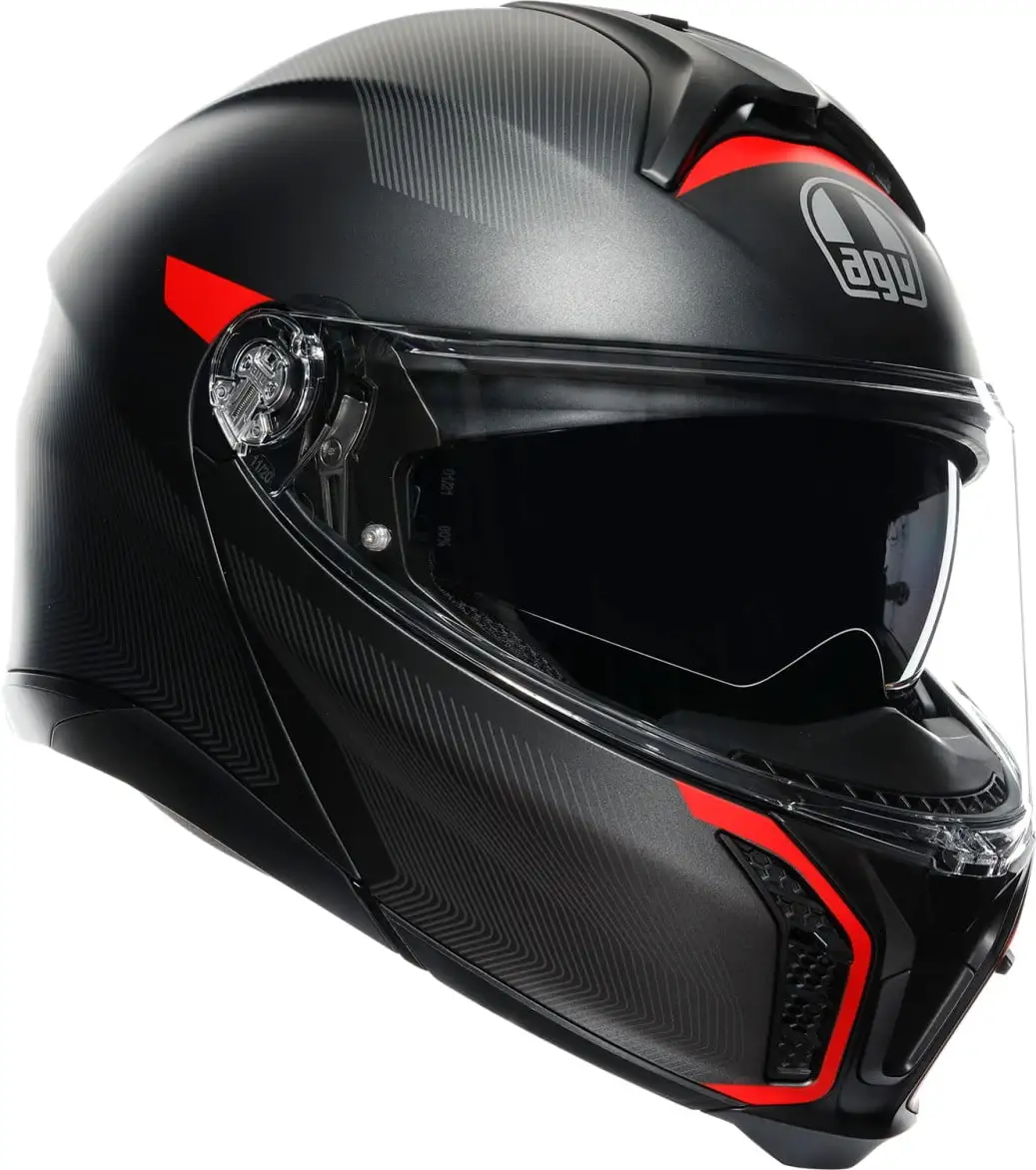 AGV Tour Modular Frequency Motorcycle Helmet Gunmetal/Red XL S