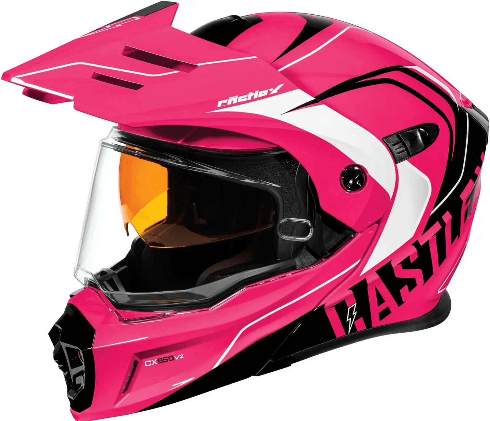 Castle CX950 V2 Wake Modular Motorcycle Helmet Pink Glo/Black MD L
