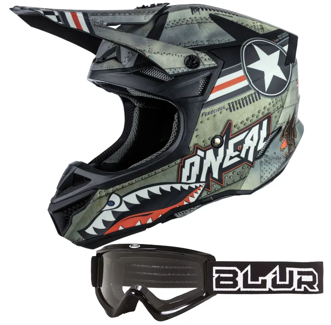 Oneal 5 Series Wingman Offroad Helmet and Blur MX Goggle - MGW-23604 M O'neal