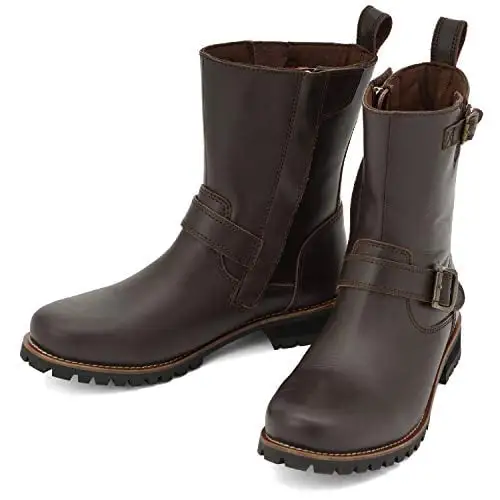 Daytona Bike Engineer Boots 26.5cm / Men's Genuine Leather Cowhide Built- Shift Pad Side Zip HBS-004 Dark Brown 17144 Dayt...