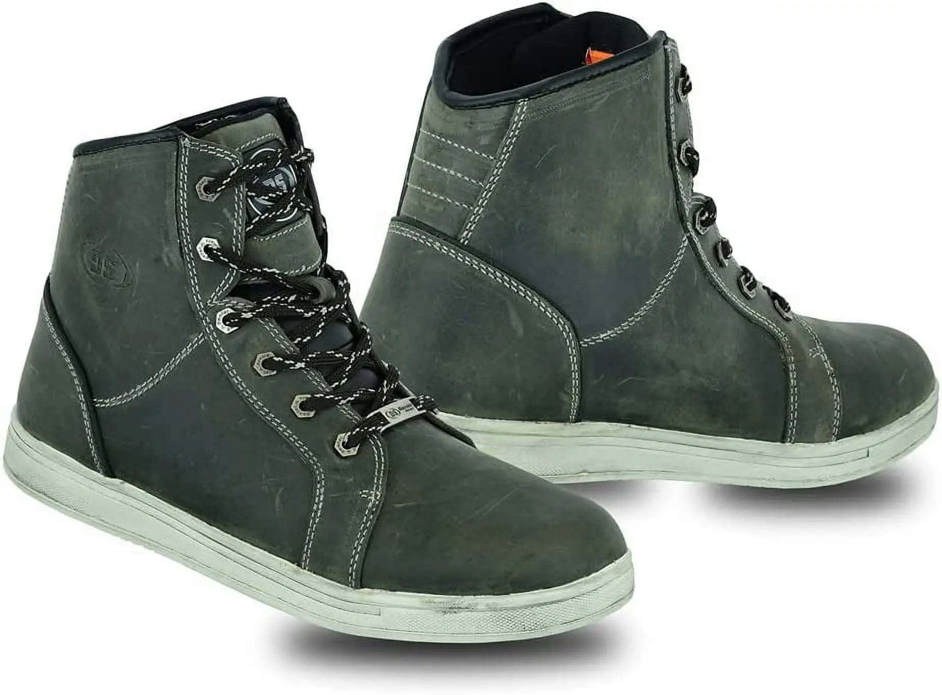 Daniel Smart Men's Motorcycle Leather Shoes �C Full Grain Waterproof Boots Lace-up Closure & Lightweight Rubber Outsole ...