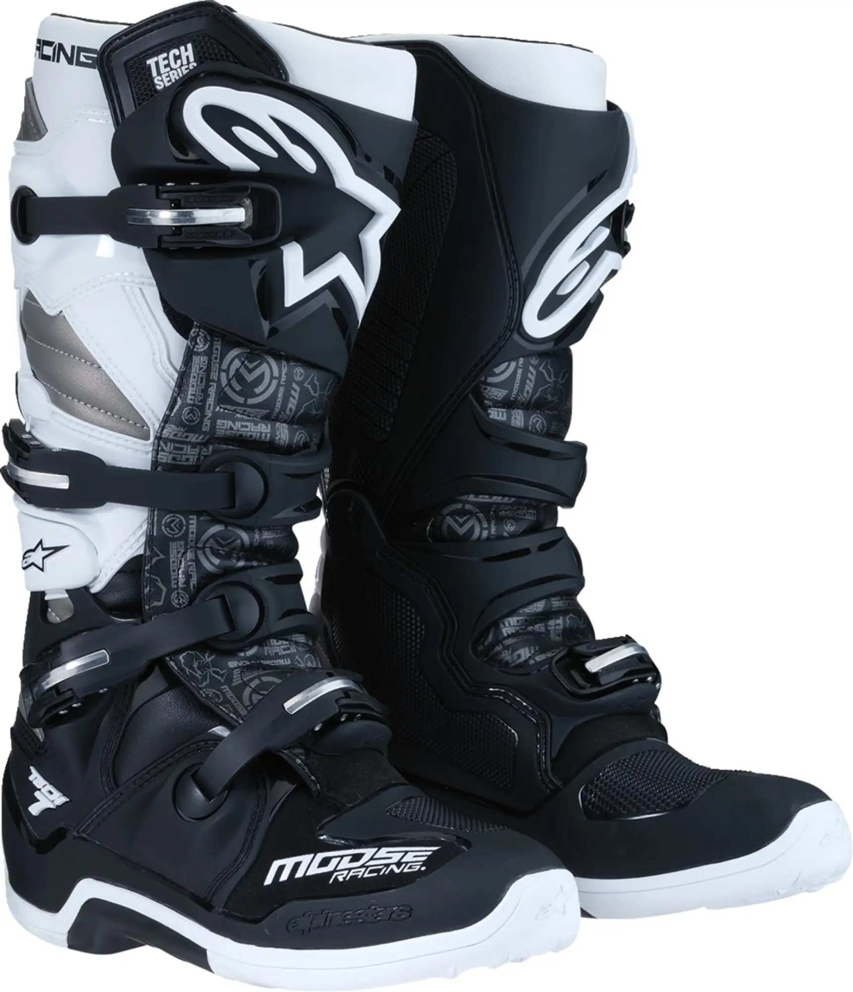 Moose Racing Alpinestars Tech 7 Mens MX Offroad Boots Black/White/Gray 12 USA 5