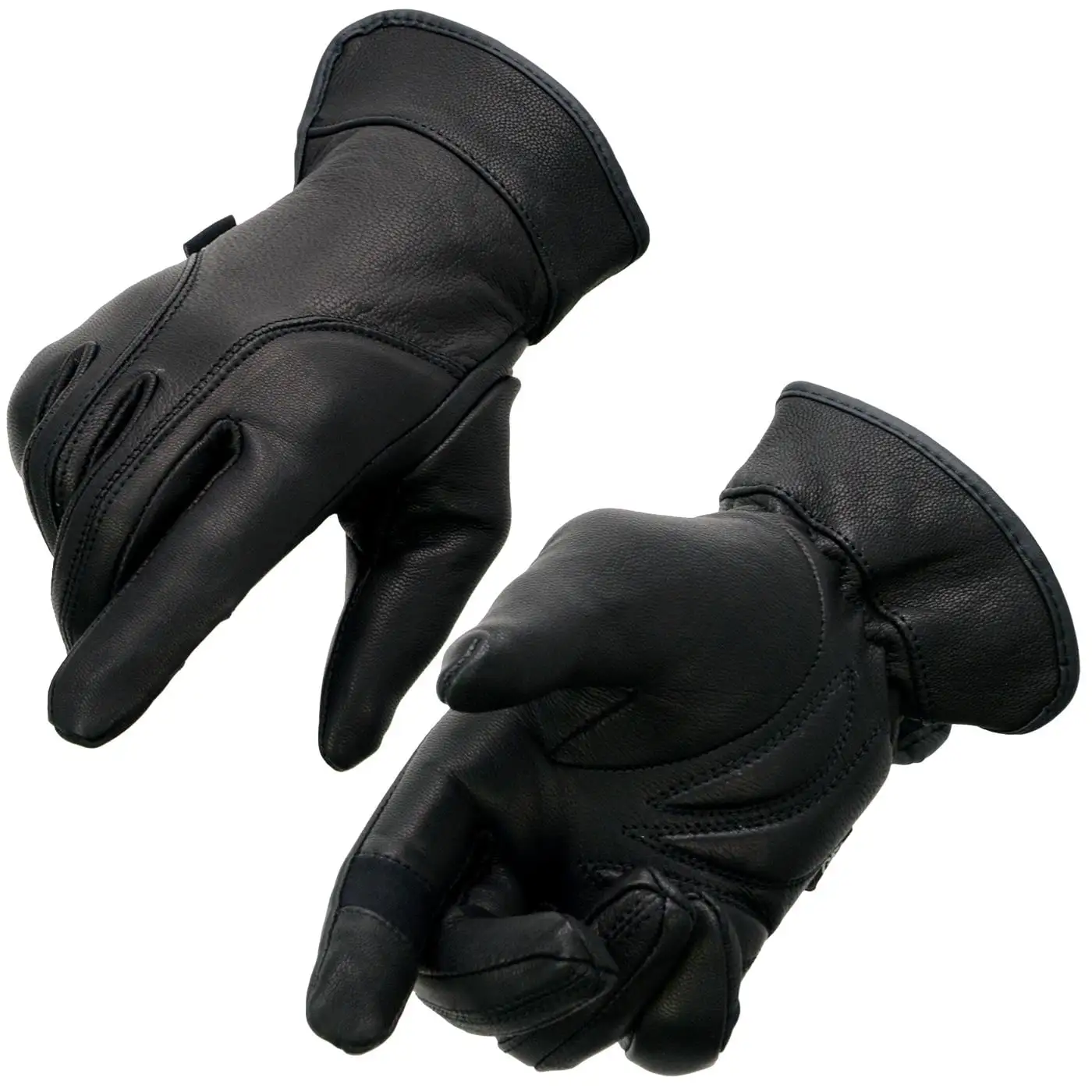 Milwaukee Leather MG7700 Women's Black Leather Gel Palm Lightweight Motorcycle Hand Gloves W/ Open Wrist Expansion Small