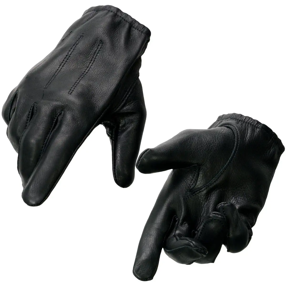 Milwaukee Leather SH887 Men's Black Unlined Deerskin Lightweight Motorcycle Hand Gloves W/ Short Wrist and Sinch Closure 3...