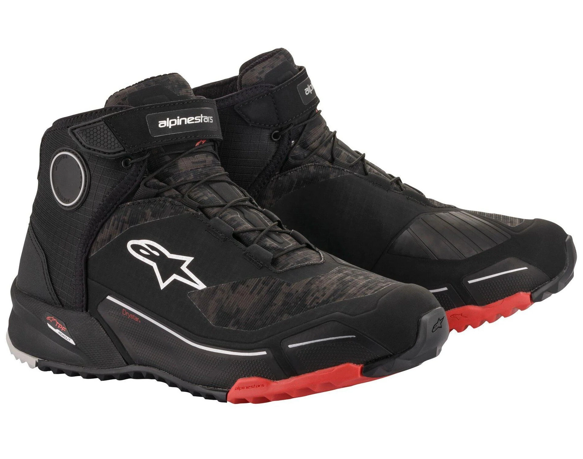 Alpinestars CR-X Mens Drystar Motorcycle Shoes Black/Camo/Red 7.5 USA 7