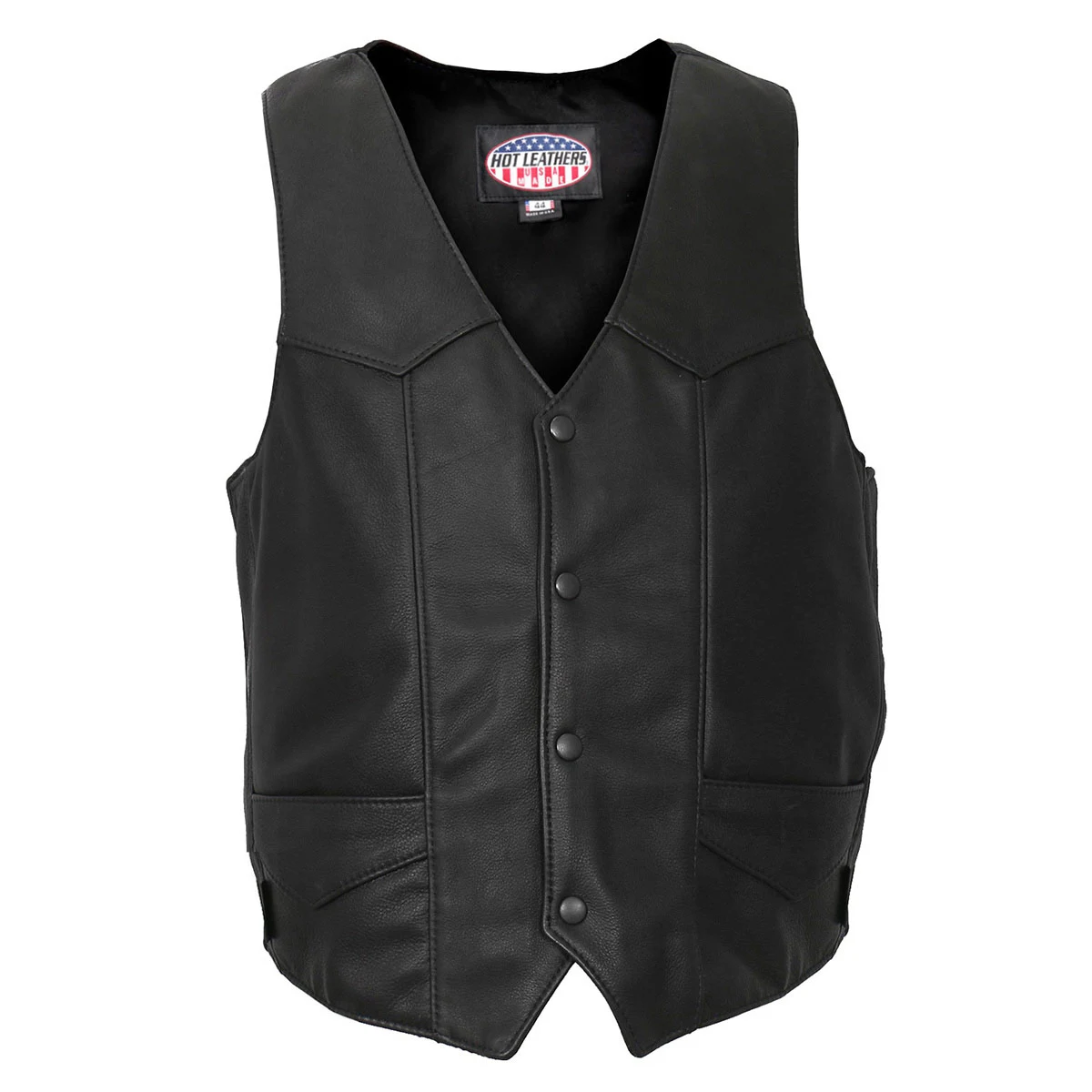 Hot Leathers VSM5006 USA Made Men's Black Classic Premium Leather Vest 3X-Large