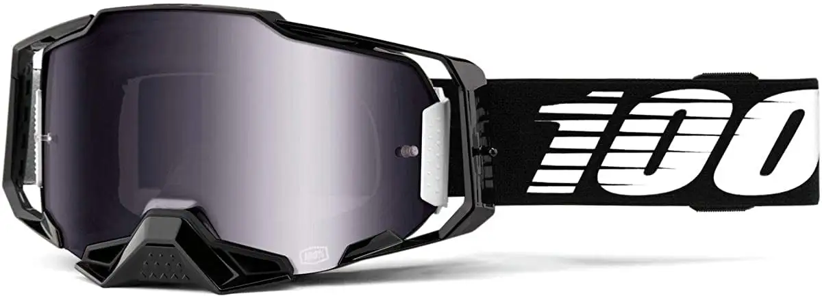 100% Armega Goggles - Black/Silver Flash Mirror Lens - MGW-10290