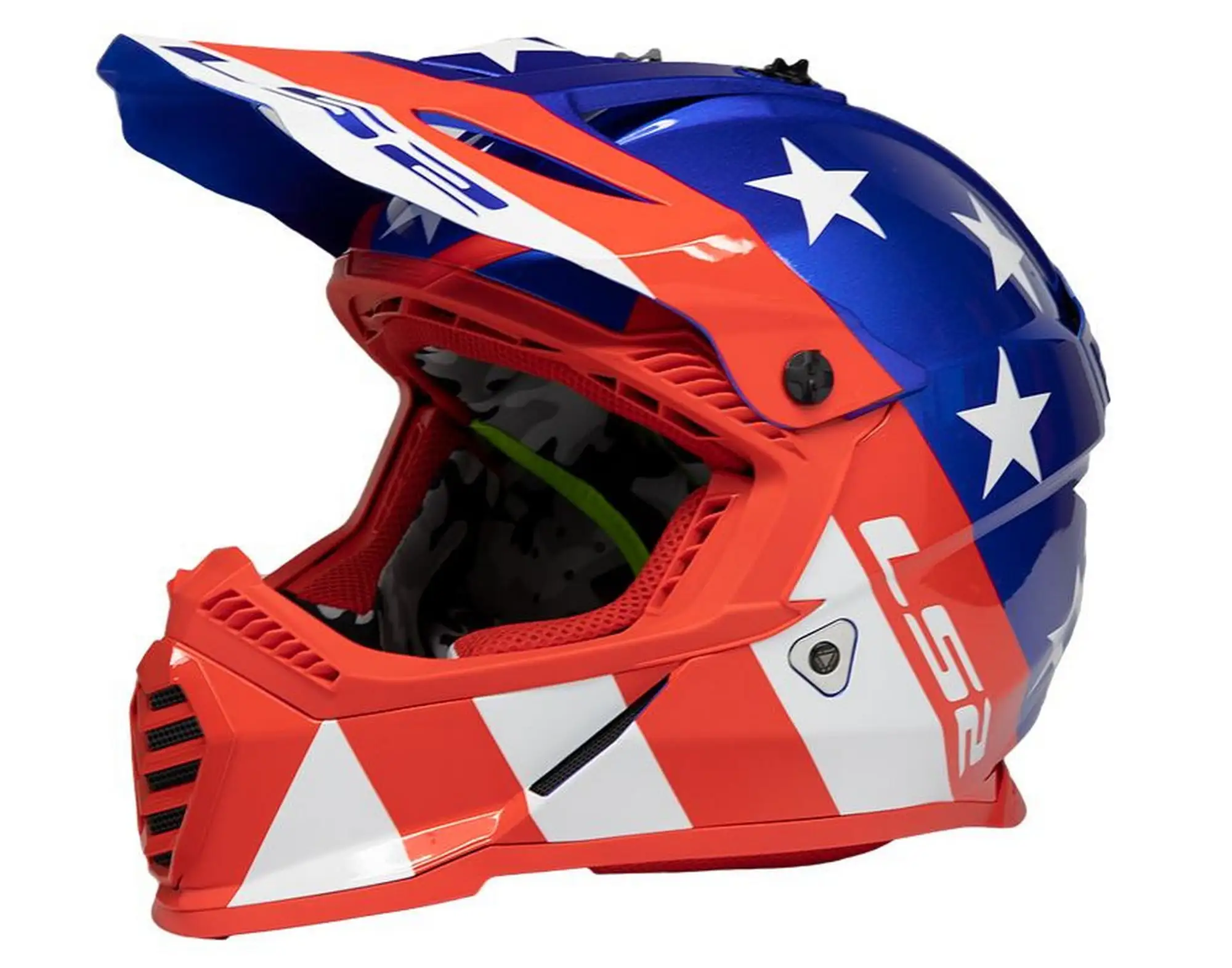 LS2 Gate Stripes Youth MX Offroad Helmet Gloss Red/White/Blue SM L LS2 Helmets