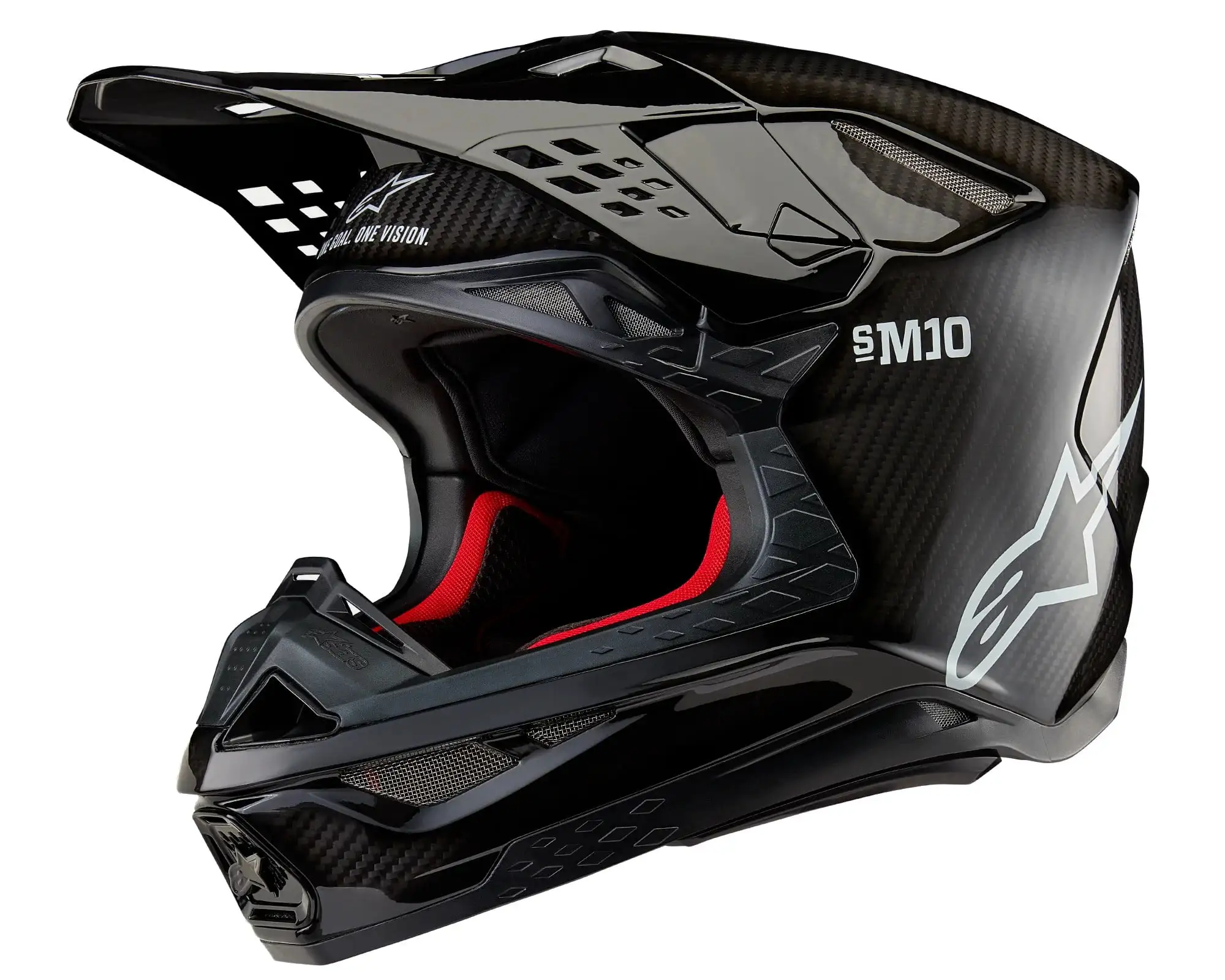 Alpinestars Supertech M10 Carbon Solid MX Offroad Helmet Black Glossy MD M