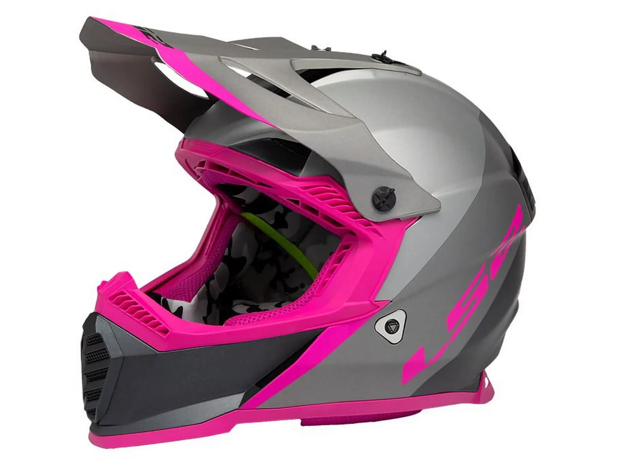 LS2 Gate Launch MX Offroad Helmet Matte Silver/Gray/Pink XXL 3xl LS2 Helmets