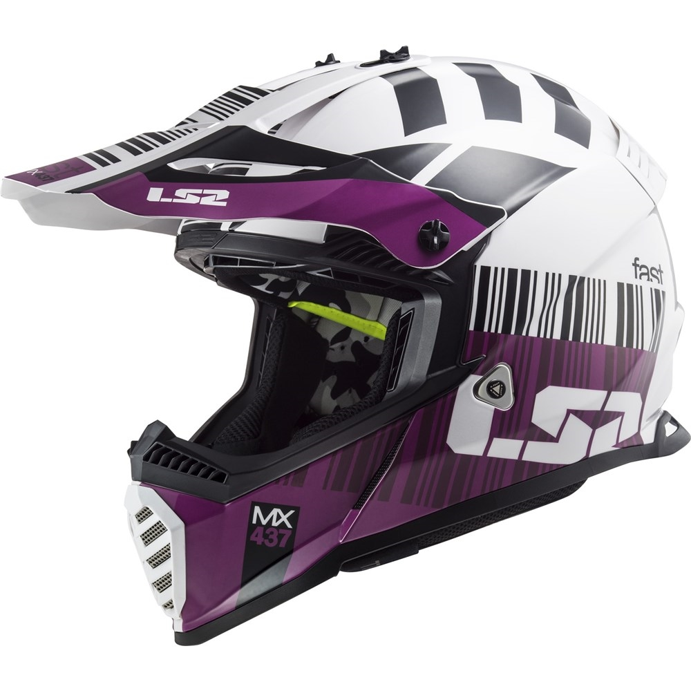 LS2 Gate Xcode MX Motorcycle Helmet - Gloss White Violet - MGW-28619 3x LS2 Helmets