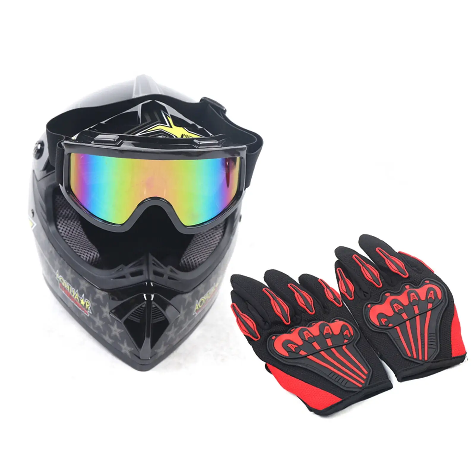 DOT Adult ATV Motocross Dirt Bike Motorcycle Off-Road Helmet w/ Goggles Gloves Miumaeov