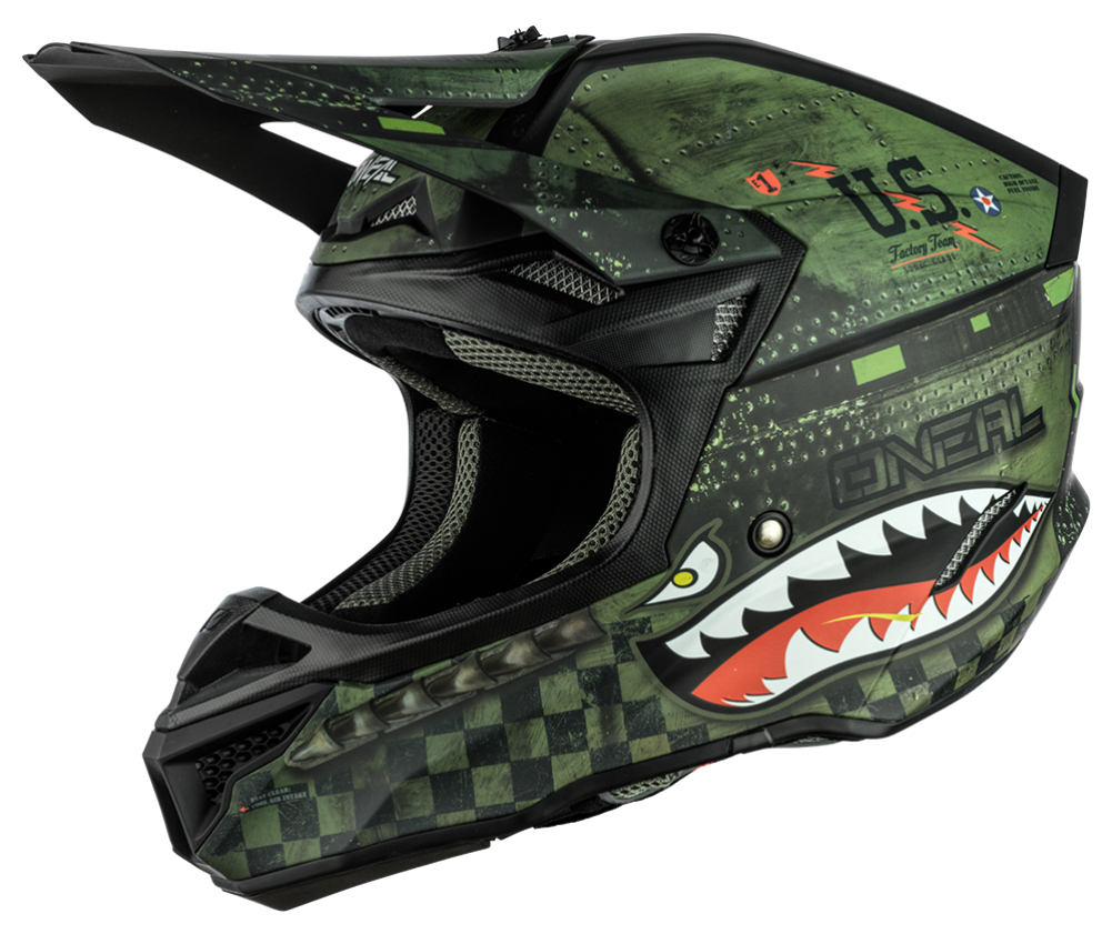 O'Neal 5 SRS Warhawk MX Offroad Helmet Black/Green XL - MGW-14701 Xs