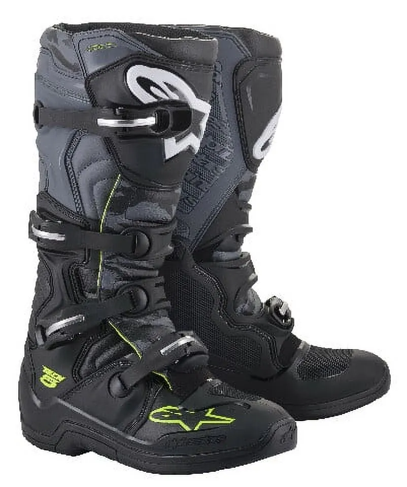 Alpinestars Tech 5 Camo Mens MX Offroad Boots Black/Yellow 10 USA 10 unknown