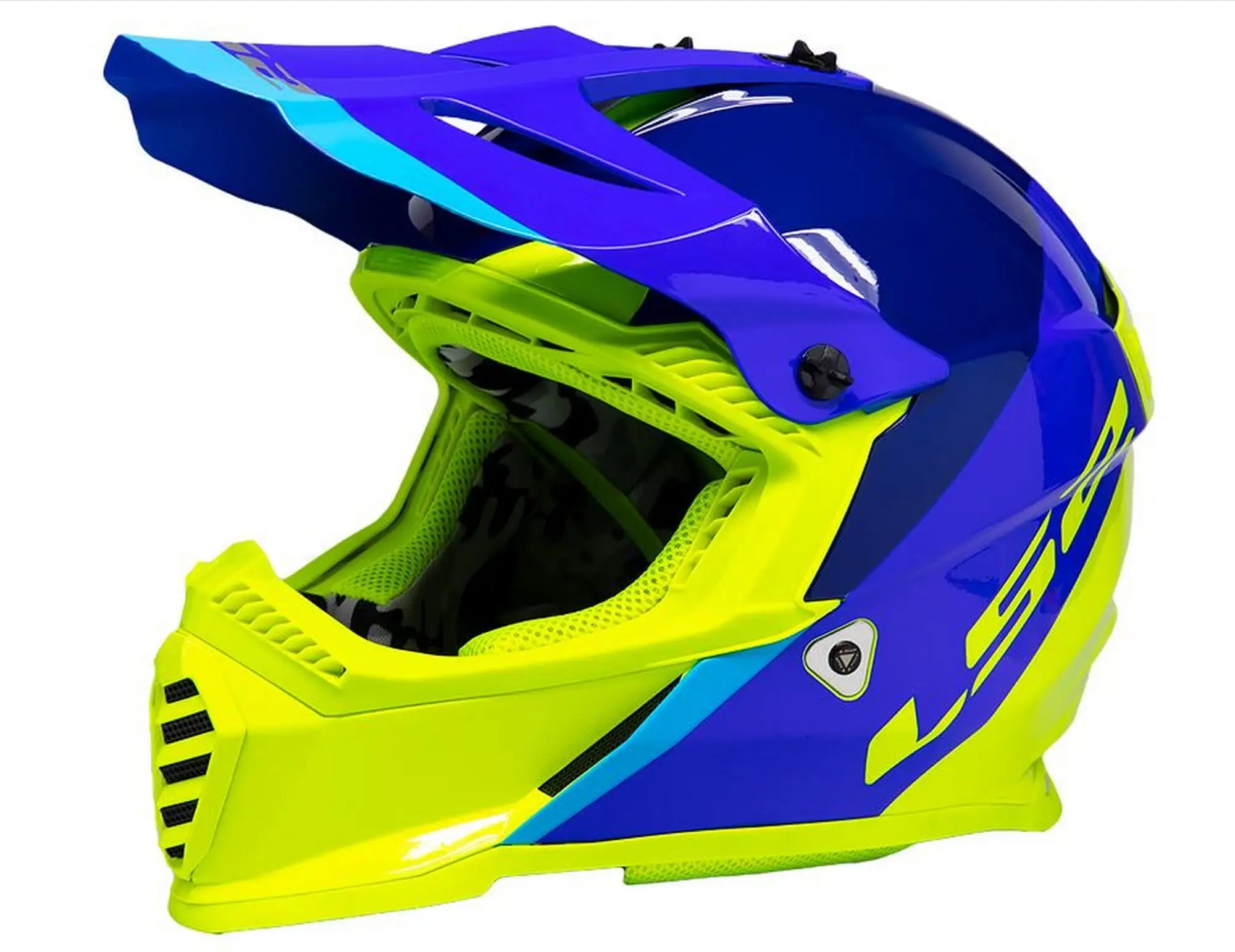 LS2 Gate Launch MX Offroad Helmet Gloss Blue/Hi-Viz XL - MGW-26429 S LS2 Helmets