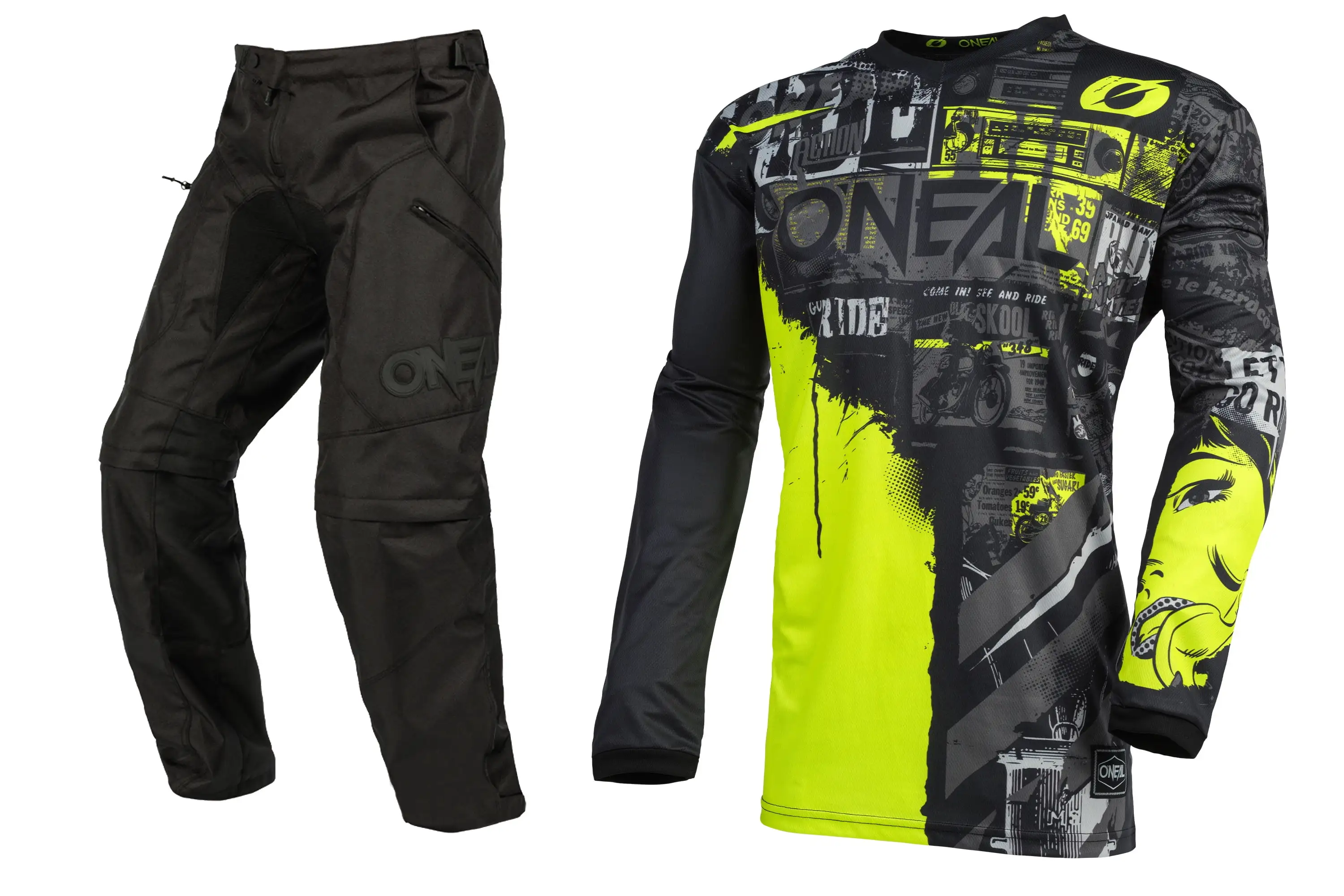 Oneal Element Ride Black/Neon Jersey Apoc Pant Combo - MGW-28565 Adult O'neal