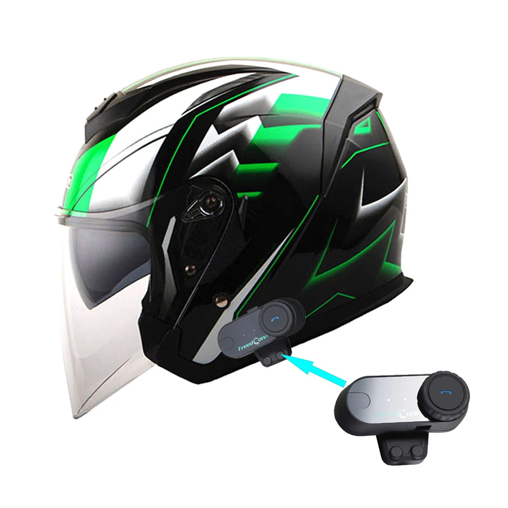 1Storm Motorcycle Open Face Helmet Scooter Classical Knight Bike Dual Lens/Sun Visor + Motorcycle Bluetooth Headset: HJK52...