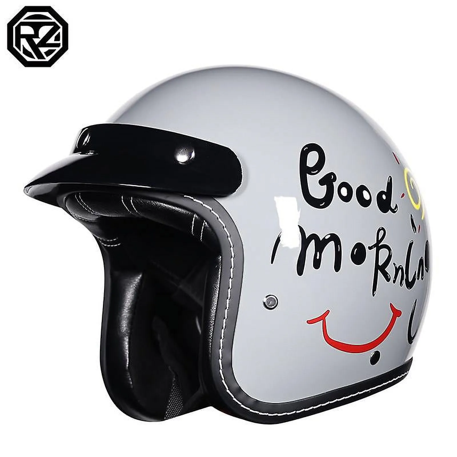Otwoo Retro 3/4 Motorcycle Open Face Helmet Jet Scooter Cafe Racer 3/4 Chopper Casco Moto Vespa Vintage Motorbike Helmets ...