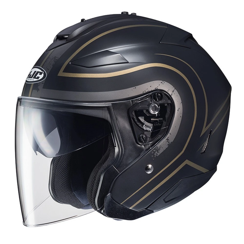 HJC IS-33 II Apus Open Face Motorcycle Helmet Semi Flat Black/Gold SM L HJC Helmets