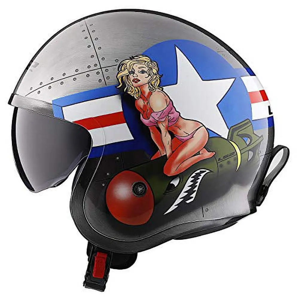 LS2 Spitfire Bomb Rider Gloss Brushed Alloy Helmet size X-Large LS2 Helmets