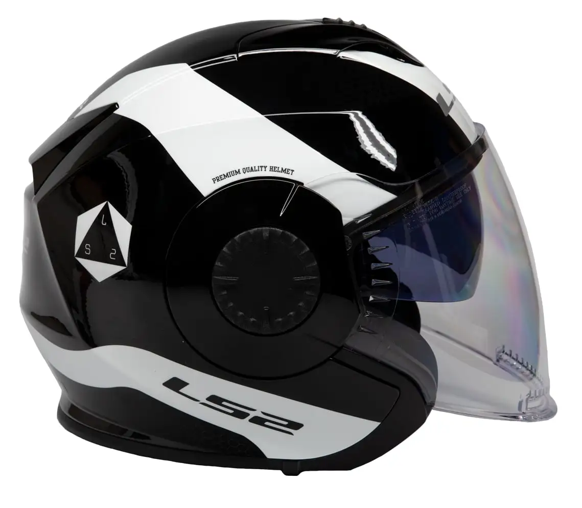 LS2 Verso OF570 Rave Open Face Motorcycle Helmet White/Black XS Xs LS2 Helmets