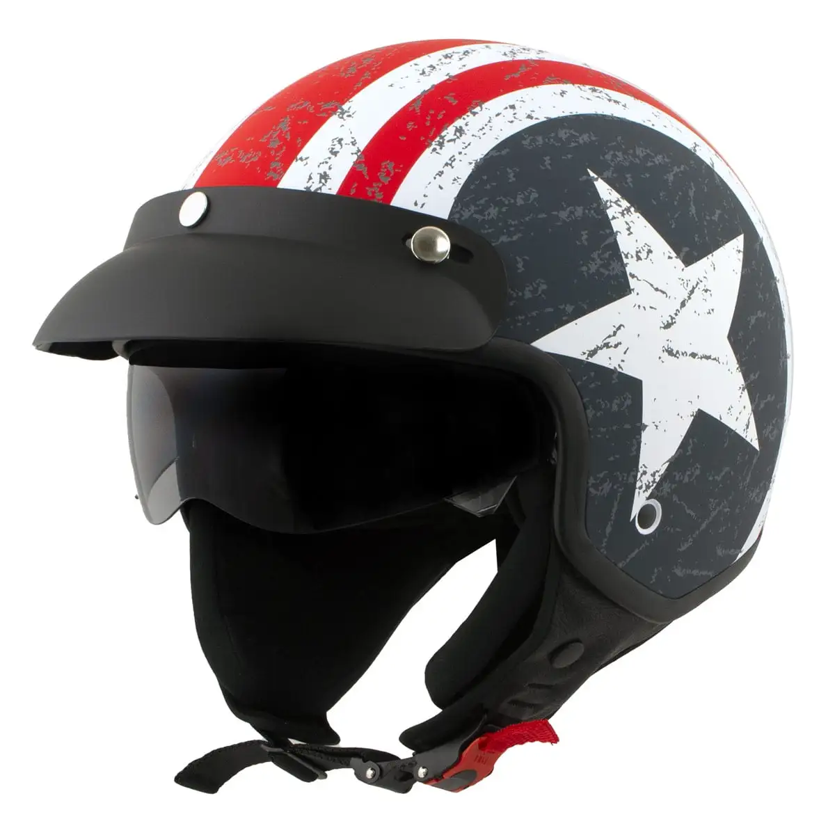 Milwaukee Helmets MPH9701DOT 'Maverick' 3/4 Open Face Stars and Stripes Motorcycle Helmet Men and Women Biker Large S