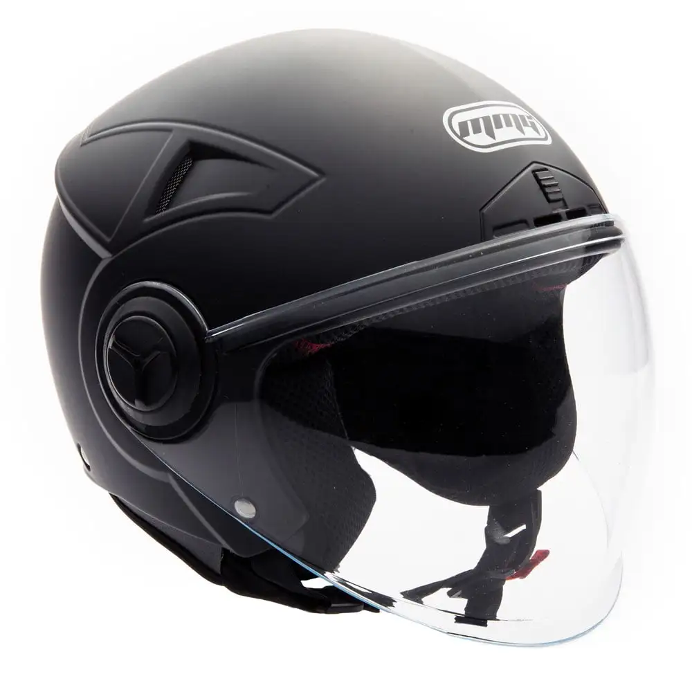 MMG Motorcycle Open Face Helmet DOT Flip-Up Visor Matte Black (Large) Model 28