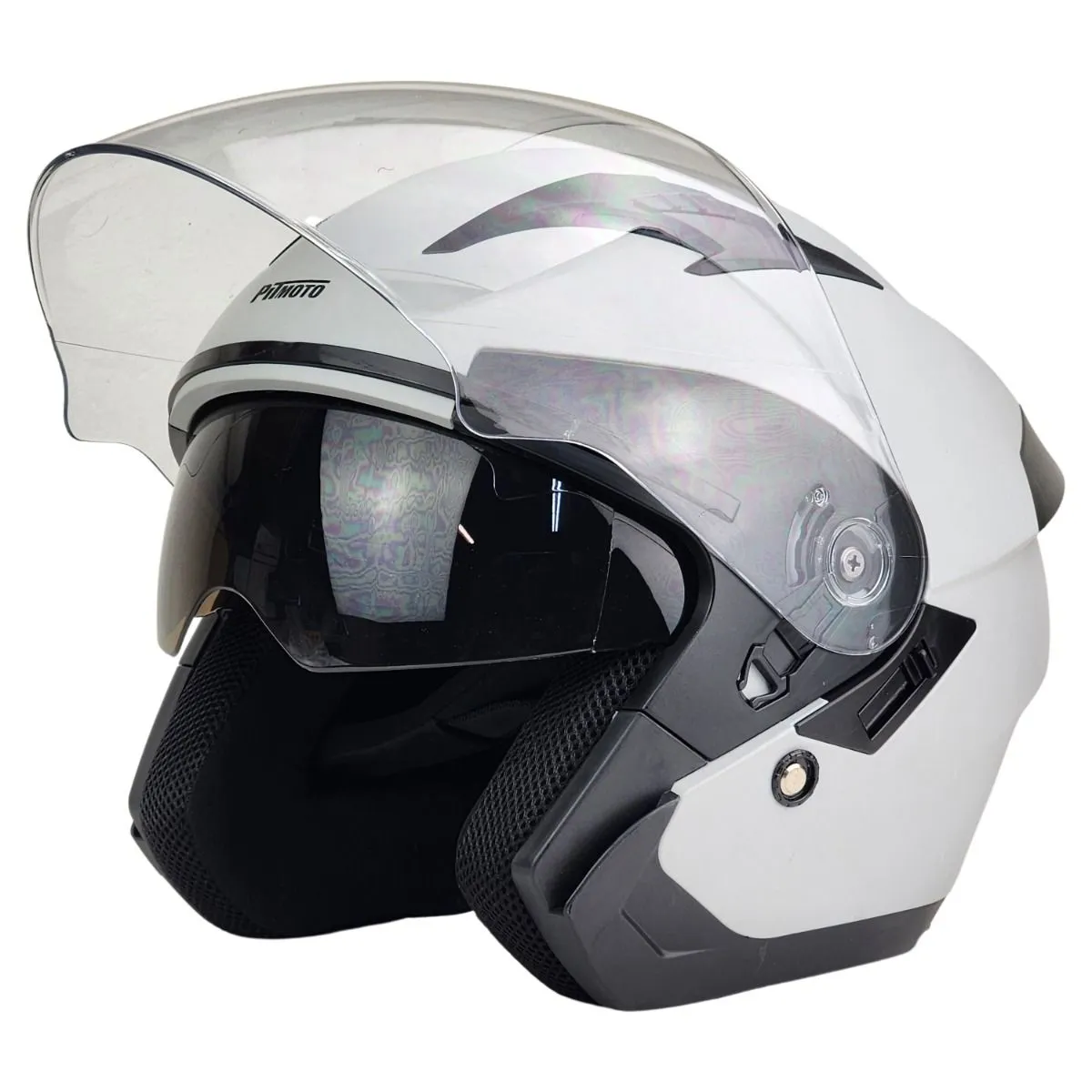 PITMOTO Open-Face Motorcycle Helmet. DOT. Model PM-768. -Matte Grey-Medium M
