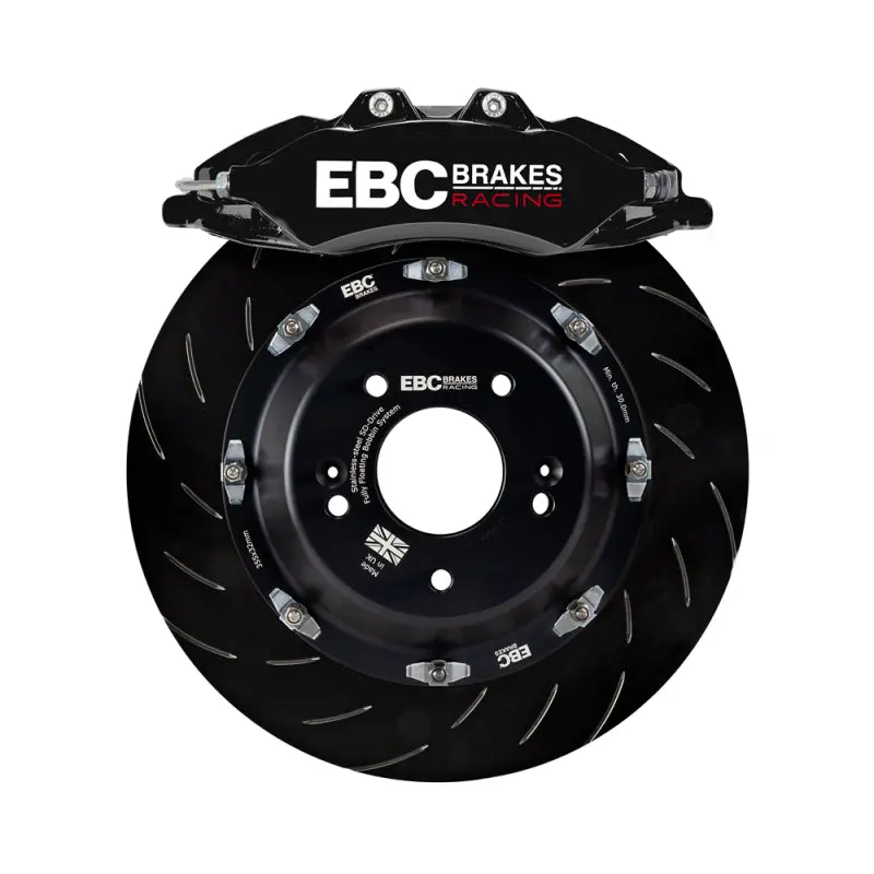 EBC Racing 2019+ Toyota GR Supra Front Big Brake Kit Black Apollo-6 Calipers and 380mm Rotors