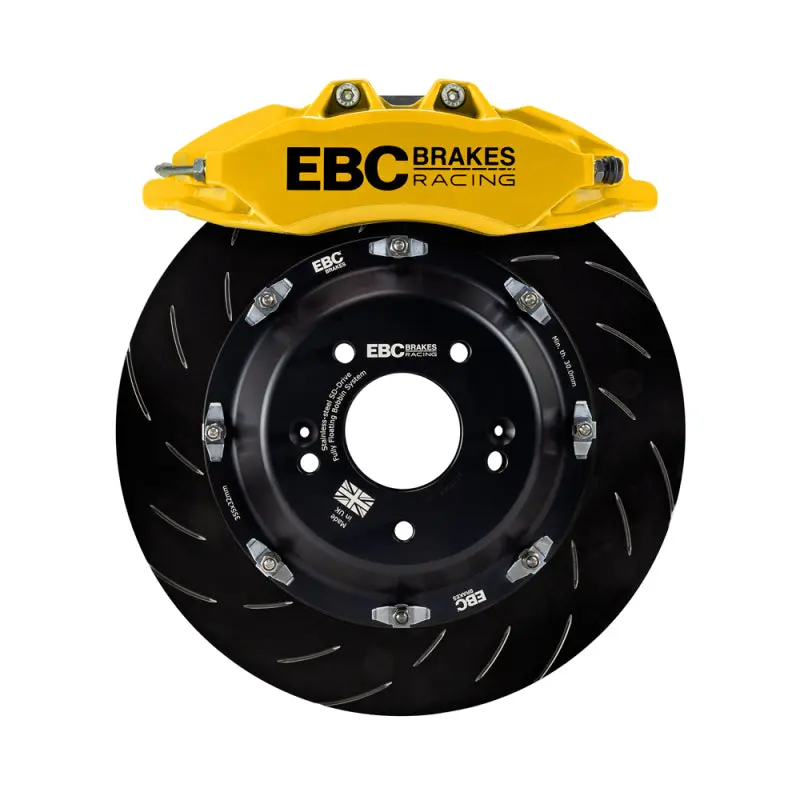 EBC Racing 2019+ Toyota GR Supra Front Big Brake Kit Yellow Apollo-6 Calipers and 380mm Rotors