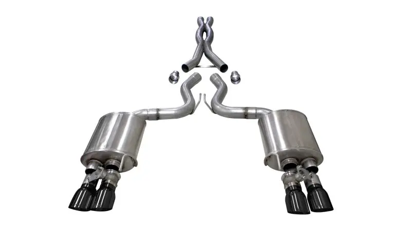 Corsa 2018-2023 Ford Mustang GT Fastback 5.0L 3in Cat-Back Exhaust System Dual Rear Exit 4in Black Tips CORSA Performance