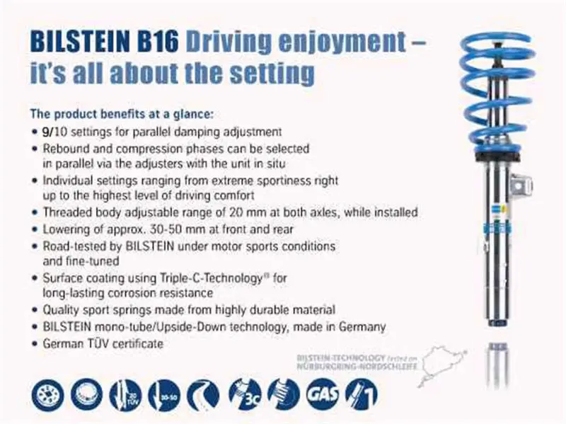 Bilstein B16 (DampTronic) 2015 2018 BMW M3 M4 F80 F82 Front & Rear Performance Suspension System